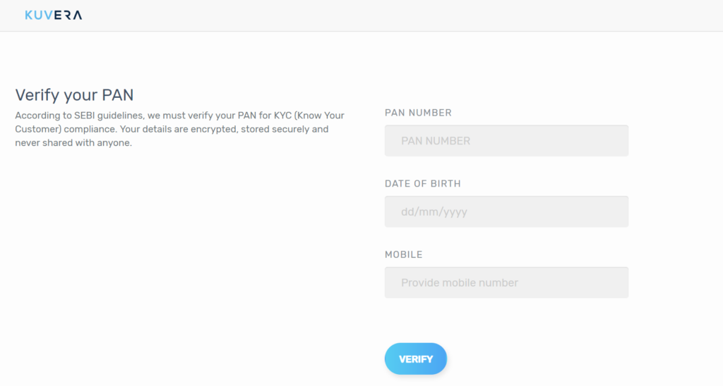 Verify PAN at Kuvera