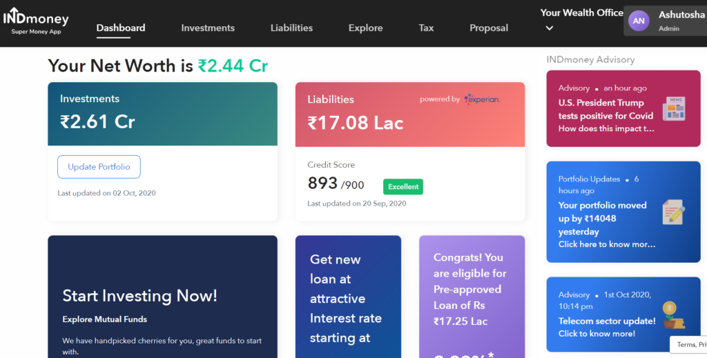 INDMoney view of your assets and liabilities